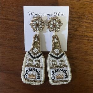 Champagne Bottle Beaded Earrings